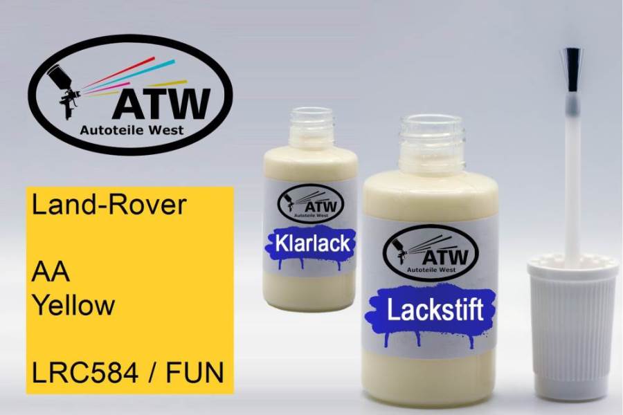 Land-Rover, AA Yellow, LRC584 / FUN: 20ml Lackstift + 20ml Klarlack - Set, von ATW Autoteile West.